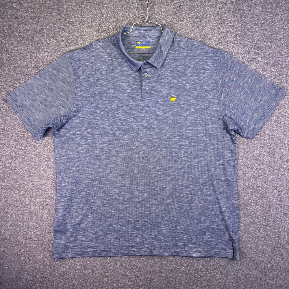Jack Nicklaus Polo Shirt Mens XXL Blue Space Dye Golf Casual Golden Bear Logo